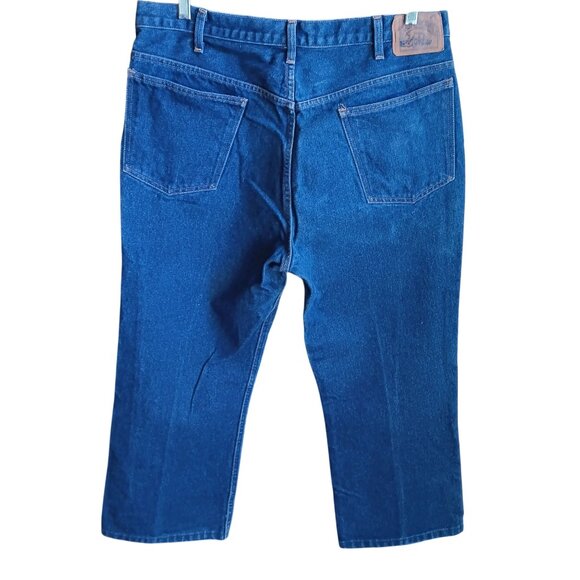 Vintage Mens Bootcut Jeans 36x26 80s JC PENNEY PLAIN POCKETS CLASSIC Flare FLARE - Picture 1 of 7